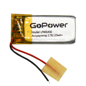 Аккумулятор Li-Pol GoPower LP401430 PK1 3.7V 120mAh (1/10/250) Аккумулятор Li-Pol GoPower LP401430 (00-00019591)