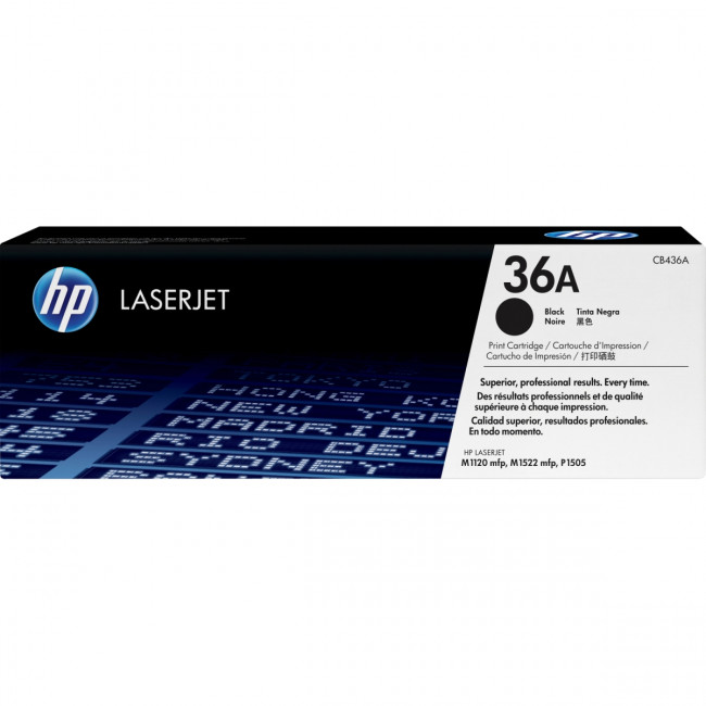 Тонер-картридж HP 36A Black LaserJet Print Cartridge (CB436A) — для бизнеса и офиса Тонер-картридж HP 36A Black LaserJet Print Cartridge (CB436A) — для бизнеса и офиса