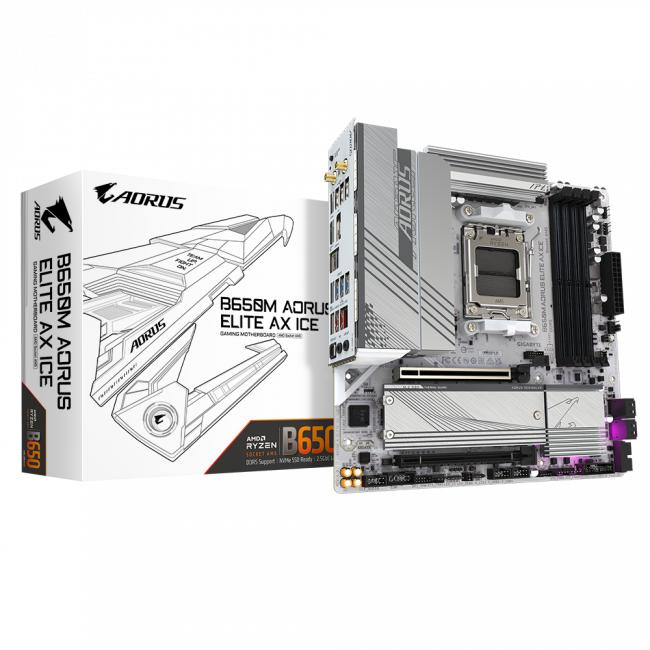 Материнская плата GIGABYTE B650M A ELITE AX ICE — для бизнеса и офиса Материнская плата GIGABYTE B650M A ELITE AX ICE — для бизнеса и офиса