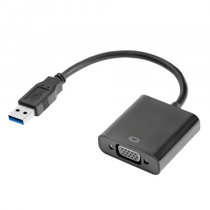 GCR Конвертер-переходник USB 3.0 AM > VGA 15F, черный, GCR-U32VGA2B Конвертер-переходник Greenconnect USB 3.0/VGA 15F (GCR-53395)
