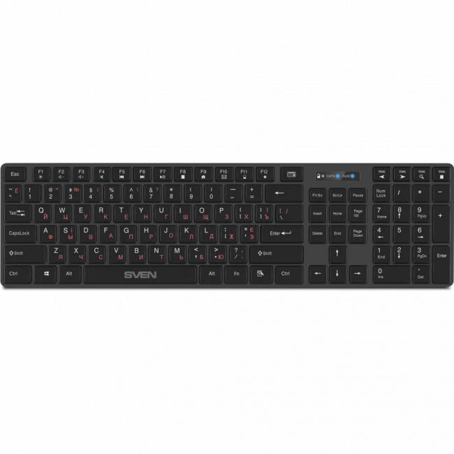 Беспроводная клавиатура SVEN KB-E5300W графит (109 кл.+12Fn) Sven KB-E5300W (SV-021139) — для бизнеса и офиса