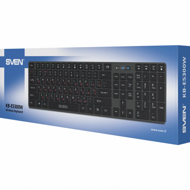 Беспроводная клавиатура SVEN KB-E5300W графит (109 кл.+12Fn) Sven KB-E5300W (SV-021139) — для бизнеса и офиса