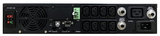 ИБП SRT-2000A, линейно-интерактивный, 2000ВА, 1800Вт, LCD, Rack/Tower, 8 розеток IEC320 C13 и 1 розетка C19 с резервным питанием, USB, RS-232, слот под SNMP карту, EPO, защита RJ45, ШхГхВ 428х563х84мм., вес 27.5кг. PowerCom Smart King RT SRT-2000A LCD