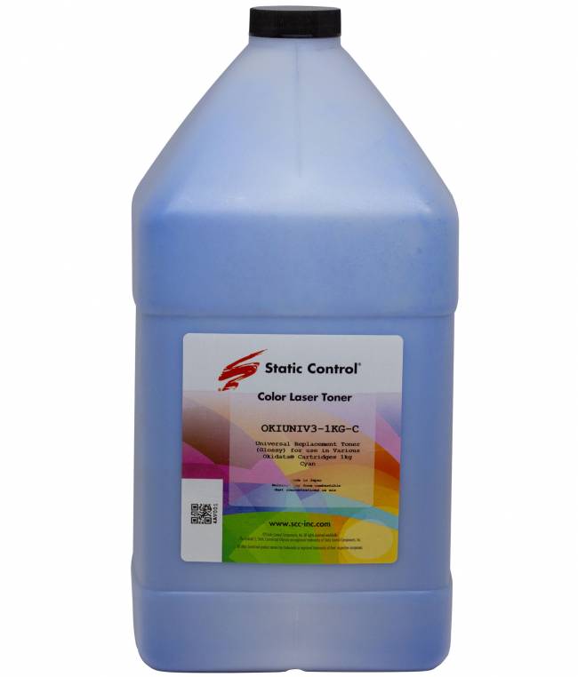 Тонер Static Control Универсальный для Oki C310/C3300/C610/C5500/C810/C8800, C, 1 кг, флакон — для бизнеса и офиса