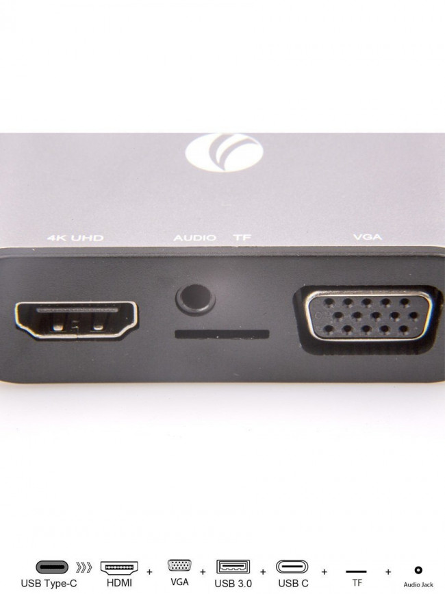 Aдаптер USB3.1 Type-CM-->HDMI +VGA+3XUSB +PD charging+TF+AUDIO,Aluminum Shell, VCOM <CU425> VCOM USB 3.2 Type-C (m) - VGA (f),HDMI (f),mini jack 3.5 mm (f),USB 3.2 Type-AF,USB 3.2 Type-C (f),2 x USB 2.0 Type-AF — для бизнеса и офиса Aдаптер USB3.1 Type-CM-->HDMI +VGA+3XUSB +PD charging+TF+AUDIO,Aluminum Shell, VCOM <CU425> VCOM USB 3.2 Type-C (m) - VGA (f),HDMI (f),mini jack 3.5 mm (f),USB 3.2 Type-AF,USB 3.2 Type-C (f),2 x USB 2.0 Type-AF — для бизнеса и офиса