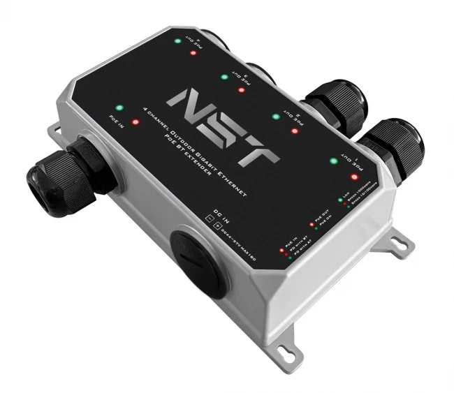 Уличный Ultra PoE удлинитель - коммутатор Gigabit Ethernet до 250м на 5 портов NST NS-EXSW-5GP/W — для бизнеса и офиса