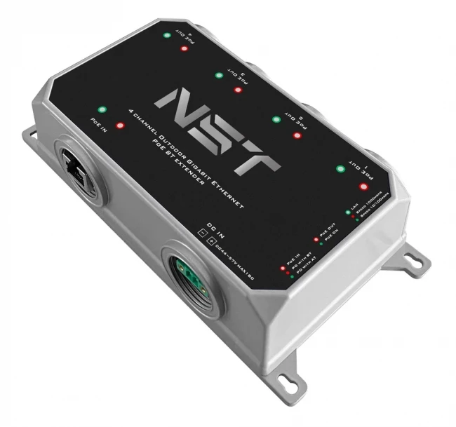 Уличный Ultra PoE удлинитель - коммутатор Gigabit Ethernet до 250м на 5 портов NST NS-EXSW-5GP/W — для бизнеса и офиса