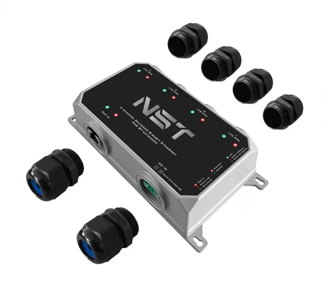 Уличный Ultra PoE удлинитель - коммутатор Gigabit Ethernet до 250м на 5 портов NST NS-EXSW-5GP/W — для бизнеса и офиса