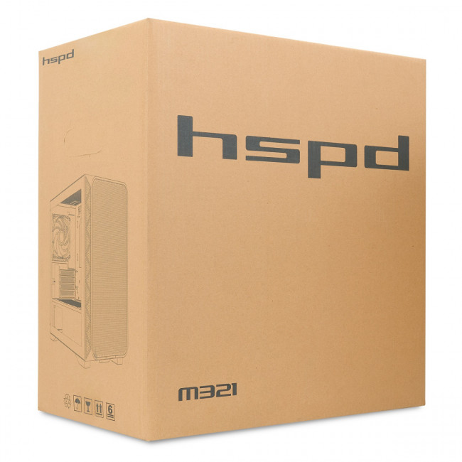 Корпус без блока питания HSPD M521-TGBK-ARGB — для бизнеса и офиса Корпус без блока питания HSPD M521-TGBK-ARGB — для бизнеса и офиса