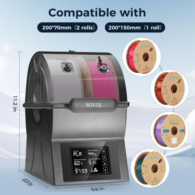 Сушилка филамента Sovol SH02 Sovol 6961136667939 — для бизнеса и офиса Сушилка филамента Sovol SH02 Sovol 6961136667939 — для бизнеса и офиса