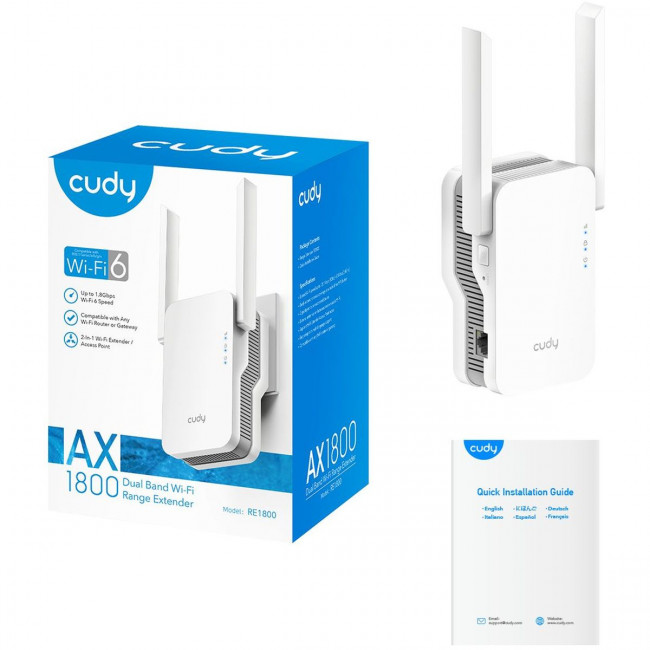 Усилитель Wi-Fi Cudy RE1800 — для бизнеса и офиса Усилитель Wi-Fi Cudy RE1800 — для бизнеса и офиса