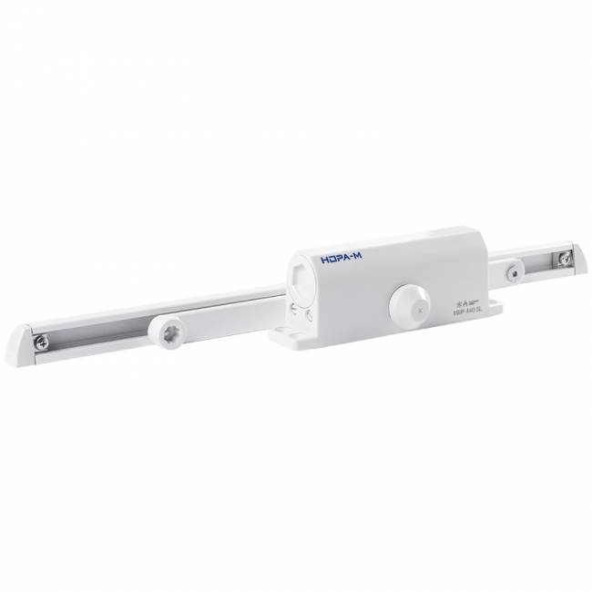 Доводчик дверной со скользящей тягой 440 Slider ISPARUS от 70 до 130 кг белый — для бизнеса и офиса