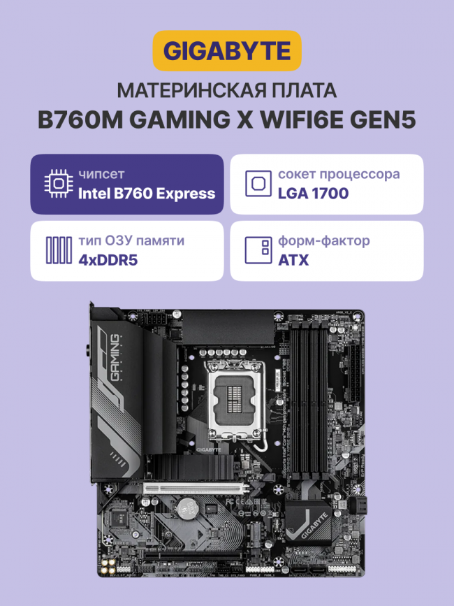 Материнская плата GIGABYTE B760M G X WF6E GEN5 — для бизнеса и офиса