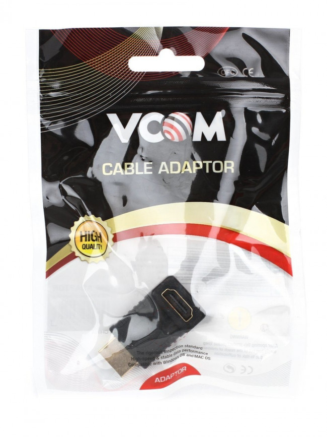 Переходник HDMI (M) <--> HDMI (F) угловой 90° VCOM <CA320> VCOM HDMI (m) - HDMI (f)