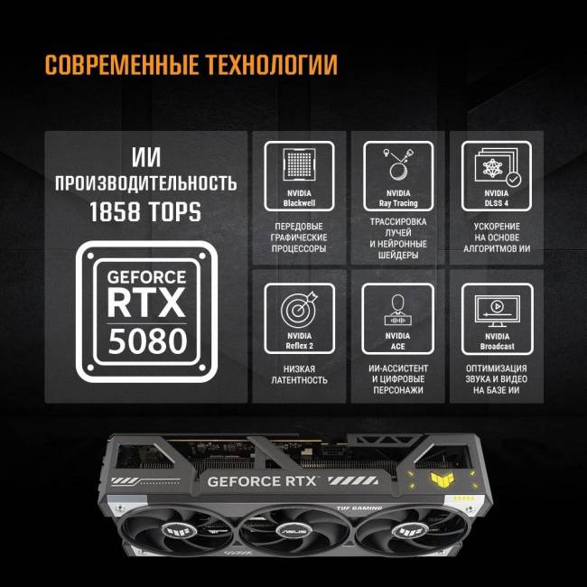 Видеокарта ASUS TUF-RTX5080-O16G-GAMING — для бизнеса и офиса
