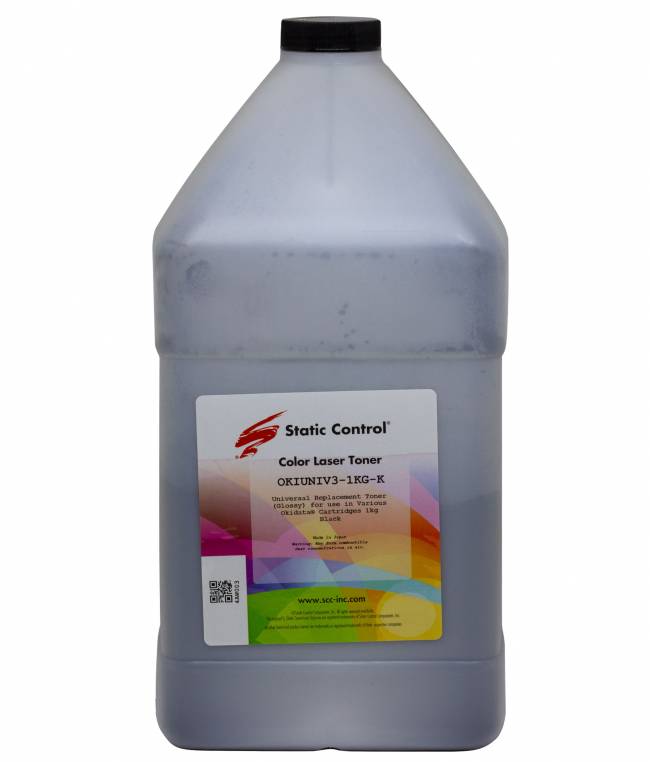 Тонер Static Control Универсальный для Oki C310/C3300/C610/C5500/C810/C8800, Bk, 1 кг, флакон — для бизнеса и офиса