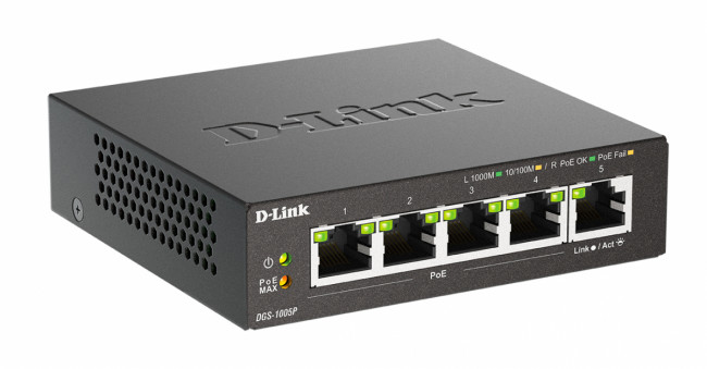 Коммутатор D-Link DGS-1005P/B3A — для бизнеса и офиса Коммутатор D-Link DGS-1005P/B3A — для бизнеса и офиса
