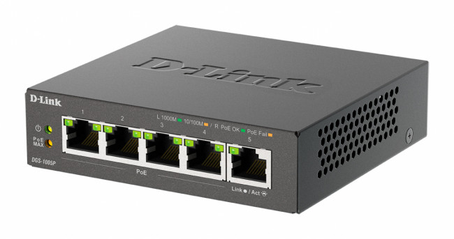 Коммутатор D-Link DGS-1005P/B3A — для бизнеса и офиса Коммутатор D-Link DGS-1005P/B3A — для бизнеса и офиса
