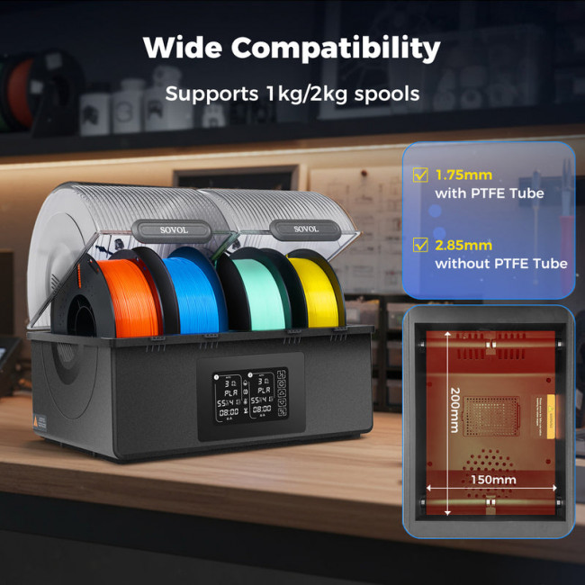 Сушилка филамента Sovol SH03 Sovol 6961136667946 — для бизнеса и офиса Сушилка филамента Sovol SH03 Sovol 6961136667946 — для бизнеса и офиса