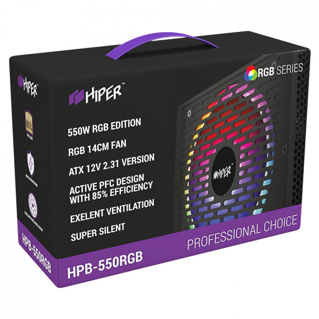 блок питания для ПК 550 Ватт HIPER HPB-550RGB блок питания для ПК 550 Ватт HIPER HPB-550RGB