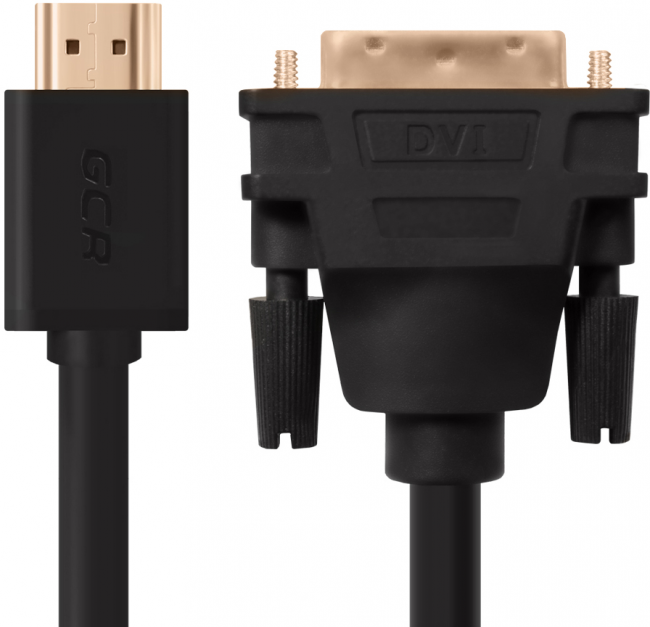 Greenconnect Кабель HDMI-DVI 1.8m черный, OD7.3mm, 28/28 AWG, позолоченные контакты, 19pin AM / 24+1M AM double link, тройной экран Greenconnect HDMI—DVI 19M / 25M double link — для бизнеса и офиса