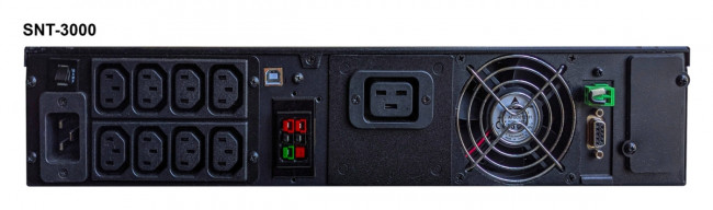 ИБП Powercom SNT-3000, 3000 Вт/3000 ВА, Rack/Tower, 8 розеток IEC320 C13 и 1 розетка IEC320 C19 с резервным питанием, LCD, USB, RS-232, напряжение шины постоянного тока 72В, ток заряда 6А, слот под SNMP карту, ШхГхВ 428х635х84 мм, вес 14.3 кг, батареи в к — для бизнеса и офиса