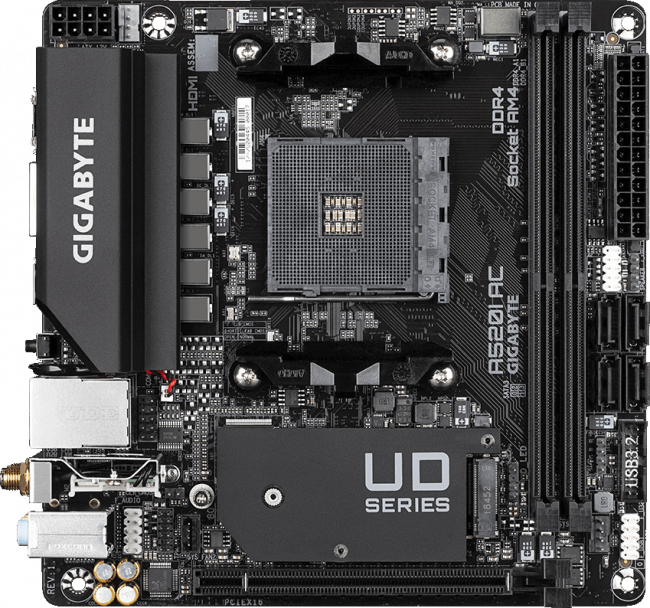 Материнская плата Gigabyte A520I AC (rev. 1.x) — для бизнеса и офиса