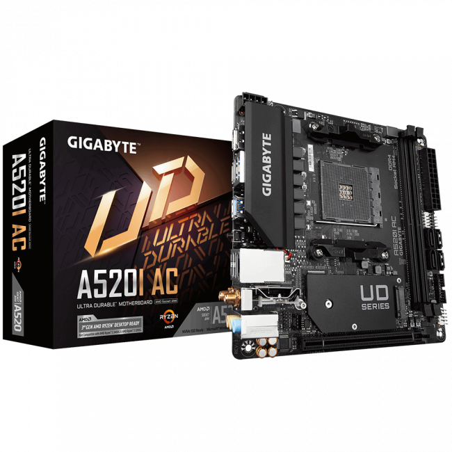 Материнская плата Gigabyte A520I AC (rev. 1.x) — для бизнеса и офиса