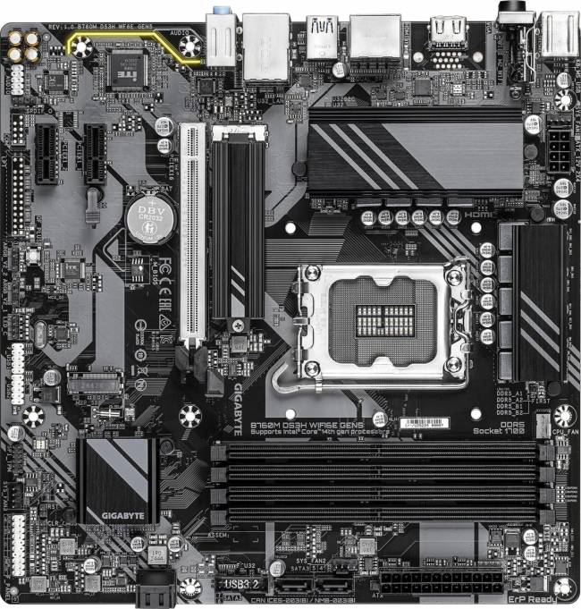Материнская плата Gigabyte B760M DS3H WF6E GEN5 — для бизнеса и офиса Материнская плата Gigabyte B760M DS3H WF6E GEN5 — для бизнеса и офиса