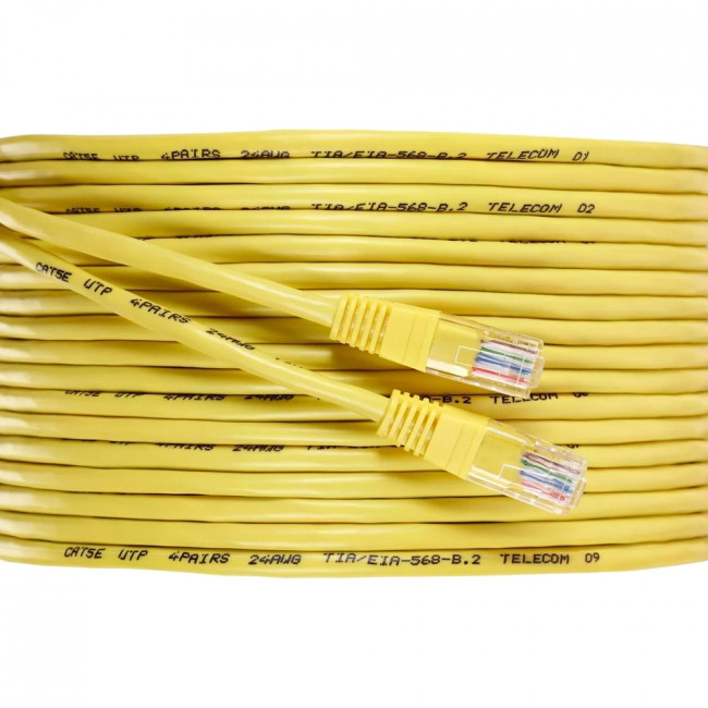 Патчкорд литой "Telecom" UTP кат.5е 15,0м желтый VCOM NA102-Y-15M