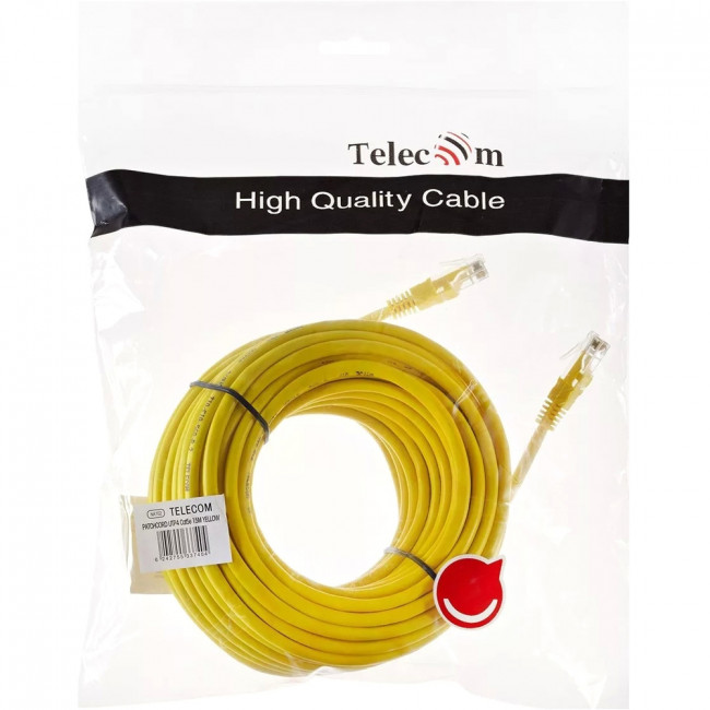 Патчкорд литой "Telecom" UTP кат.5е 15,0м желтый VCOM NA102-Y-15M