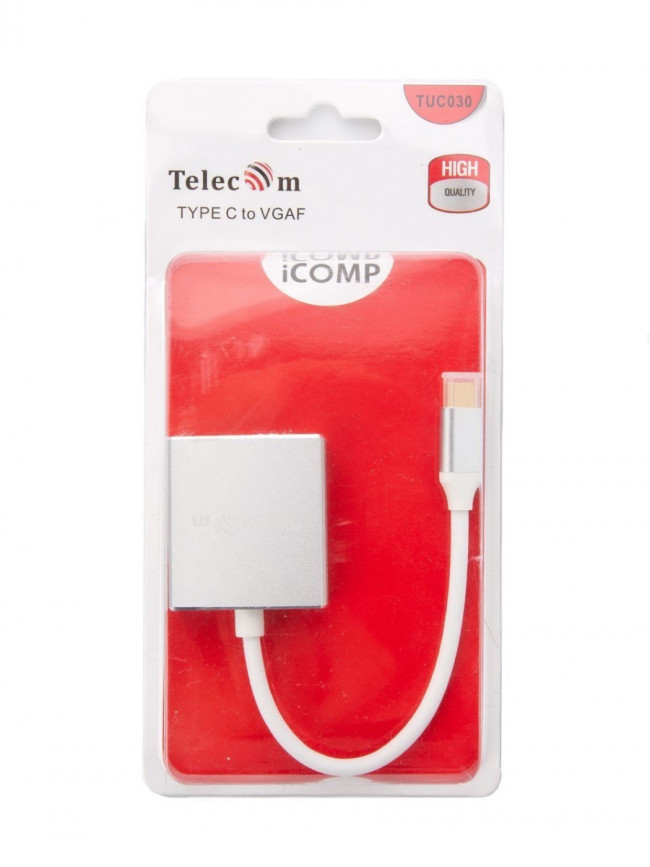 Кабель-адаптер USB3.1 Type-Cm --> VGA(f),Telecom<TUC030> Telecom USB 3.2 Type-C (m) to VGA (f)