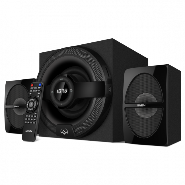 Акустическая система SVEN MS-2085, черный (60 Вт, Bluetooth, подсветка, пульт, дисплей, FM, USB, SD) Sven SV-020101