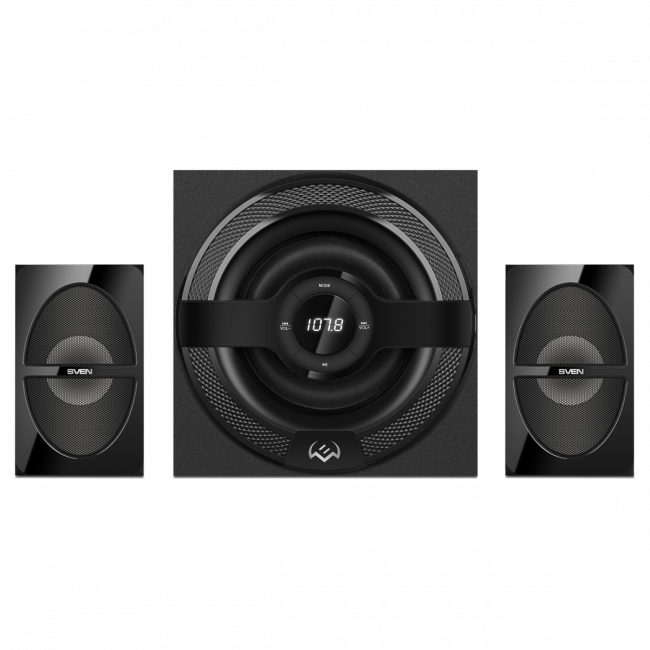 Акустическая система SVEN MS-2085, черный (60 Вт, Bluetooth, подсветка, пульт, дисплей, FM, USB, SD) Sven SV-020101