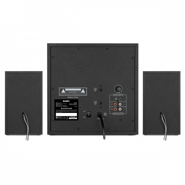 Акустическая система SVEN MS-2085, черный (60 Вт, Bluetooth, подсветка, пульт, дисплей, FM, USB, SD) Sven SV-020101