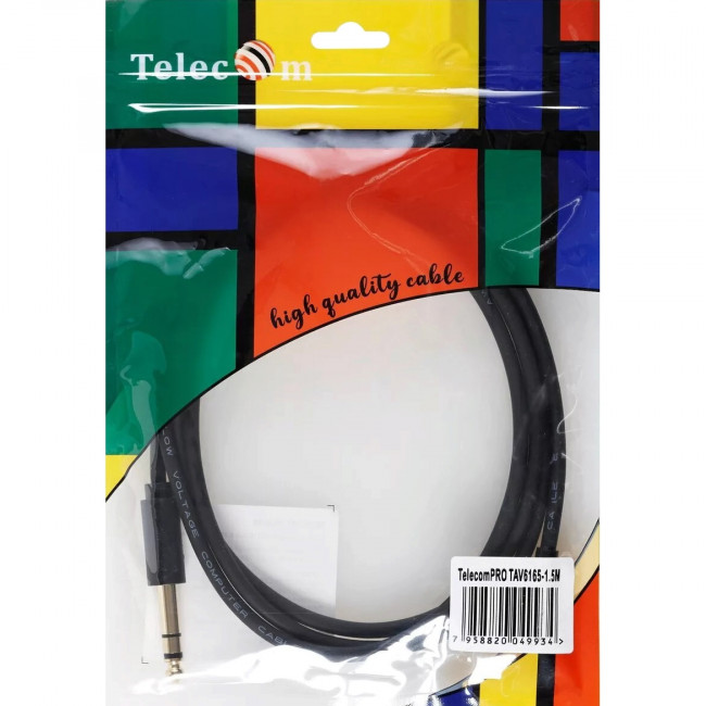 Кабель-адаптер  3.5ST(M)/6.35 ST(M), 1.5м, Telecom PRO <TAV6165-1.5M> Адаптер-переходник Telecom jack 6.35 mm M/Jack 3.5 mm M (TAV6165-1.5M)
