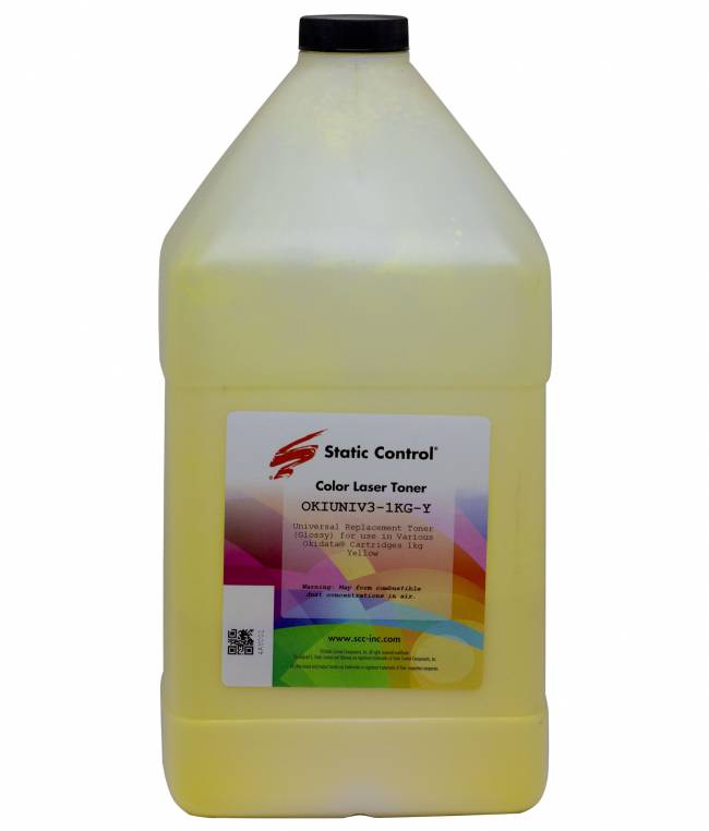 Тонер Static Control Универсальный для Oki C310/C3300/C610/C5500/C810/C8800, Y, 1 кг, флакон — для бизнеса и офиса