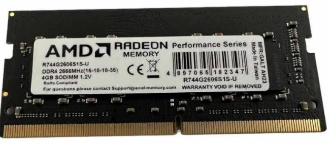 Память DDR4 4Gb 2666MHz AMD R744G2606S1S-U — для бизнеса и офиса