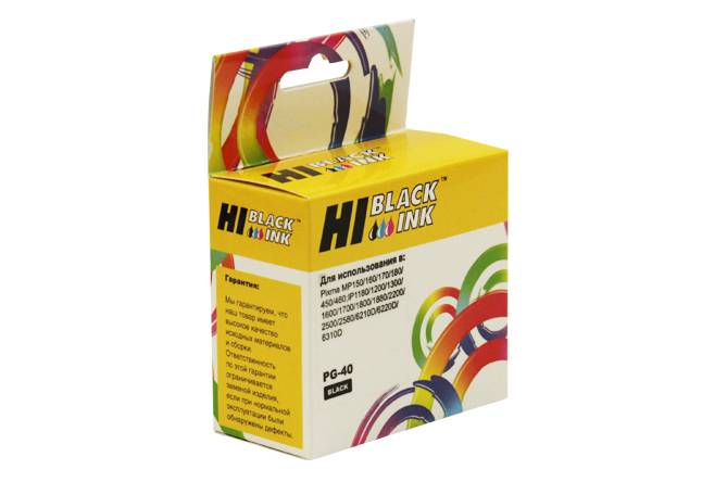 Картридж Hi-Black (HB-PG-40) для Canon PIXMA MP150/170/450/iP1200/1600/2200, Bk — для бизнеса и офиса