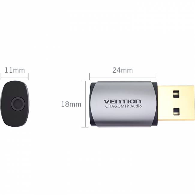 Внешняя звуковая карта Vention USB Серая Vention CDLH0 — для бизнеса и офиса
