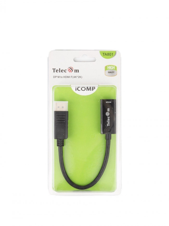 Кабель-переходник DP --> HDMI-F 4K@30Hz 0.2m , Telecom (TA801) Telecom DisplayPort (m) to HDMI (f) — для бизнеса и офиса