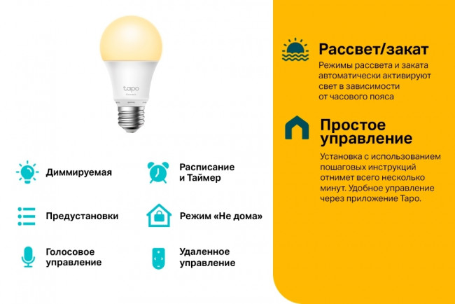 Умная Wi-Fi лампа TP-Link Tapo L510E(2-pack)