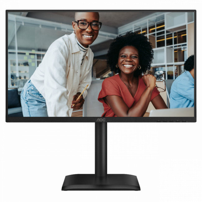 Монитор AOC 24E4U 23.8" 1920x1080, IPS, 200Hz, 80M:1, 300cd, 4 ms, HDMI 1.4, DisplayPort 1.2, 4*USB, Speakers, Height adj 150, pivot, VESA 100, 3Y, White/Silver Монитор AOC 24E4U — для бизнеса и офиса