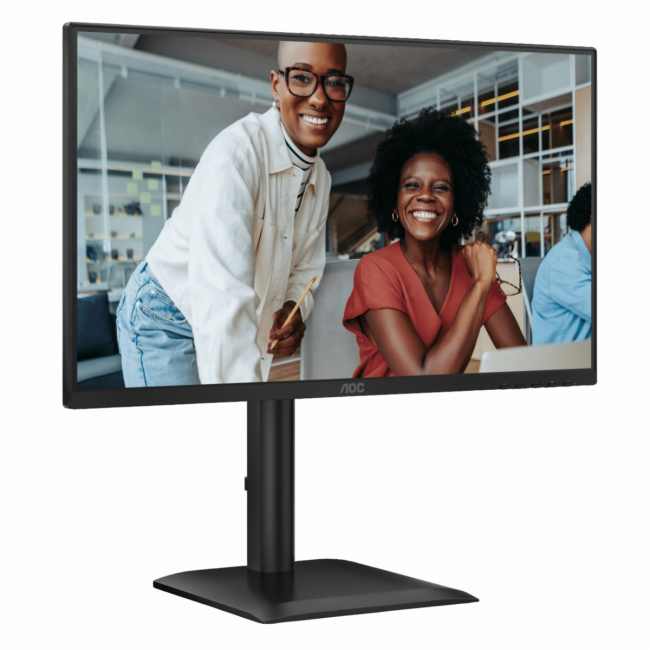 Монитор AOC 24E4U 23.8" 1920x1080, IPS, 200Hz, 80M:1, 300cd, 4 ms, HDMI 1.4, DisplayPort 1.2, 4*USB, Speakers, Height adj 150, pivot, VESA 100, 3Y, White/Silver Монитор AOC 24E4U — для бизнеса и офиса