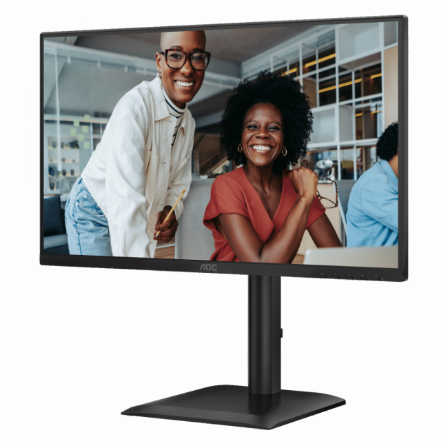 Монитор AOC 24E4U 23.8" 1920x1080, IPS, 200Hz, 80M:1, 300cd, 4 ms, HDMI 1.4, DisplayPort 1.2, 4*USB, Speakers, Height adj 150, pivot, VESA 100, 3Y, White/Silver Монитор AOC 24E4U — для бизнеса и офиса