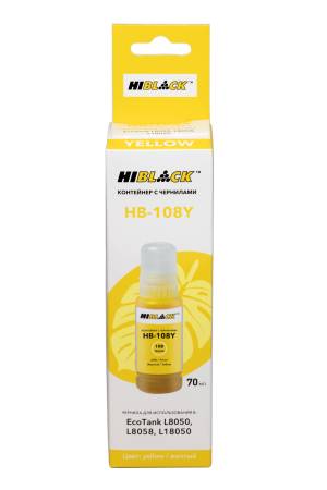 Контейнер с чернилами Hi-Black (HB-108) для Epson  L8050/L18050, Y, 70ml