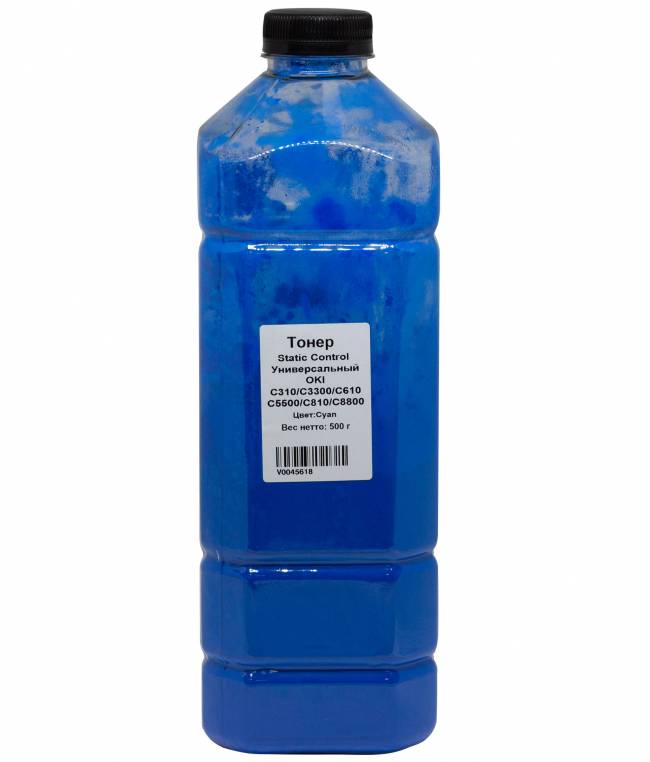 Тонер Static Control Универсальный для Oki C310/C3300/C610/C5500/C810/C8800, C, 500 г, канистра — для бизнеса и офиса