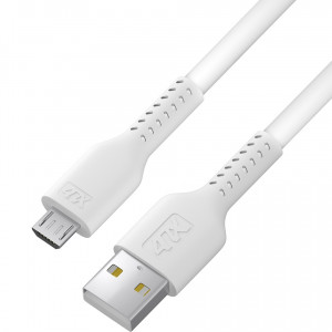 Кабель 1.0m MicroUSB, белый, белый ПВХ Кабель 4PH 1.0 м (4PH-R90066)