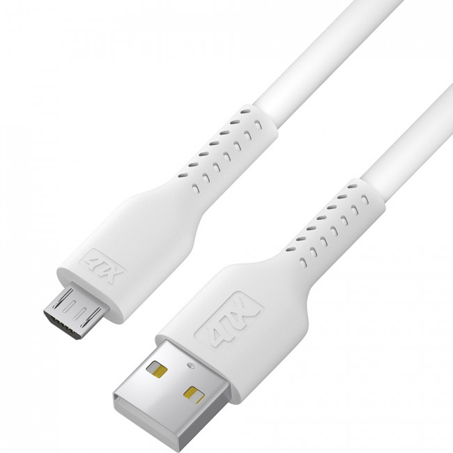 Кабель 1.0m MicroUSB, белый, белый ПВХ Кабель 4PH 1.0 м (4PH-R90066)