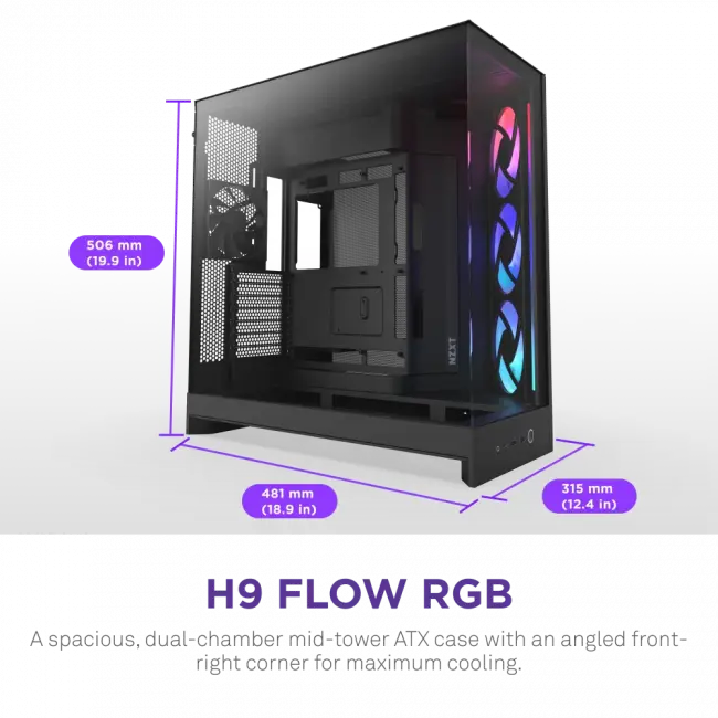 Корпус без блока питания NZXT H9 Flow RGB CM-H92FB-R1 — для бизнеса и офиса